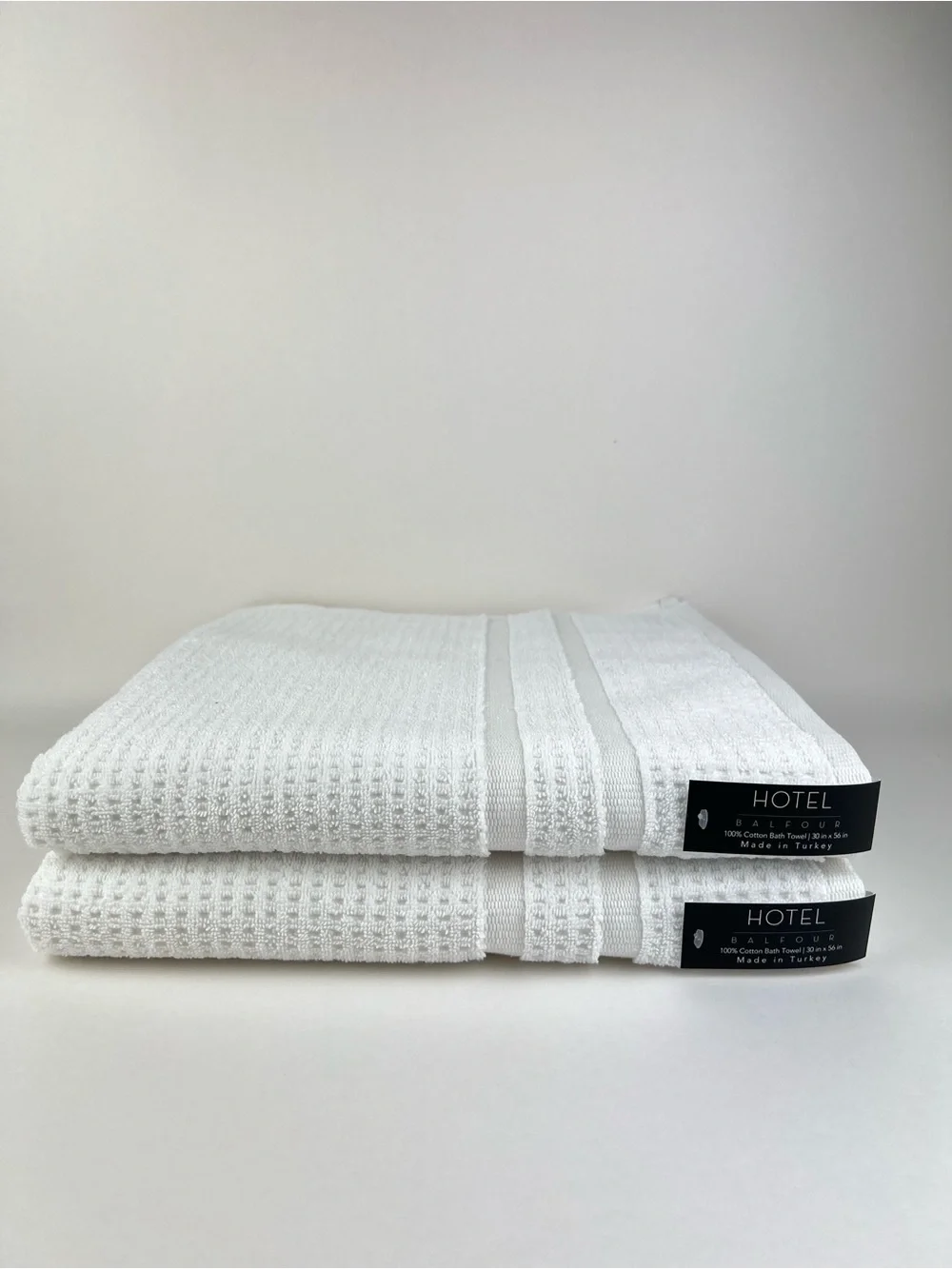 Hotel Balfour Bath Towels White Waffle Made in Turkey Soft Cotton 2 Pc Set NEW